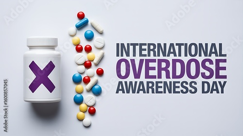 International overdose awareness day with pills and bottle
