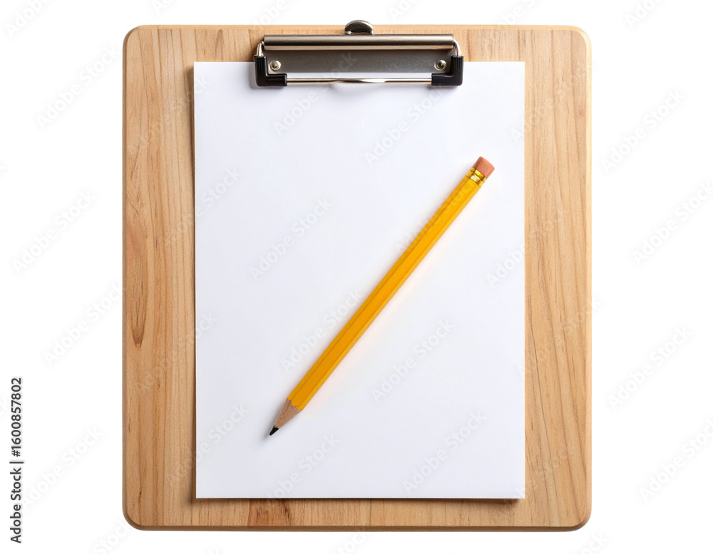 Wooden Clipboard with Yellow Pencil and Checklist, isolated on transparent background. Wooden Clipboard with Yellow Pencil and Checklist, isolated on transparent background.