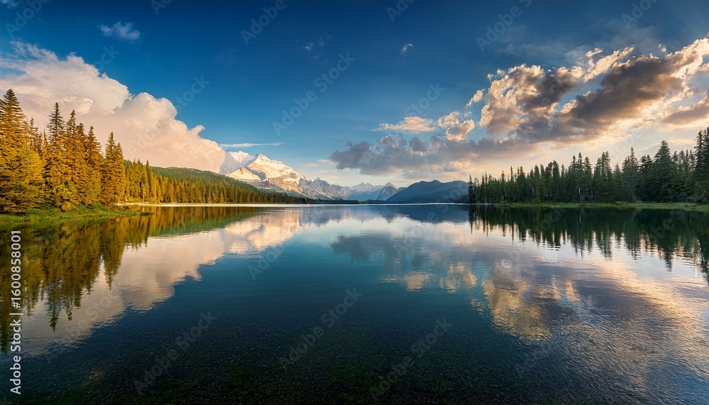 Fototapeta premium serene lake reflections under a majestic sky a tranquil nature escape