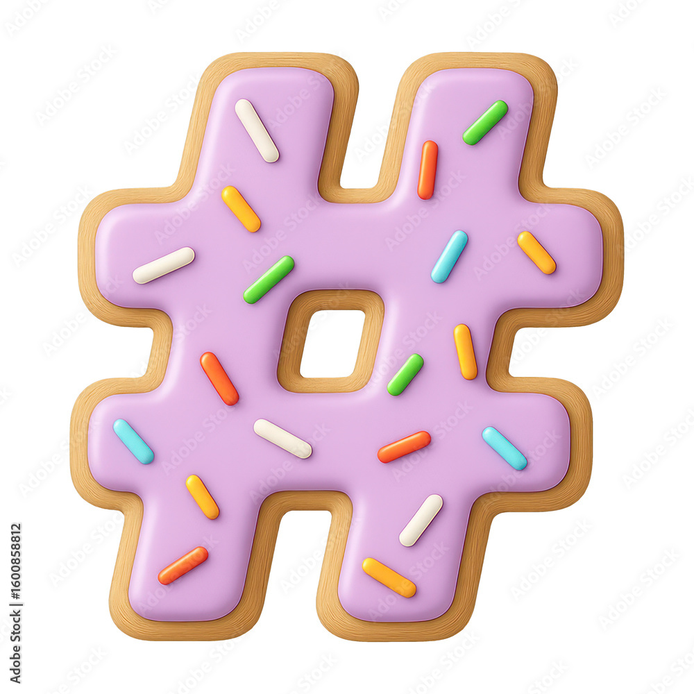 Obraz premium PNG Sprinkled hashtag donut delight.