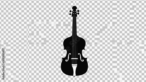Cello or double bass silhouette. Isolated vector illustration on a transparent background