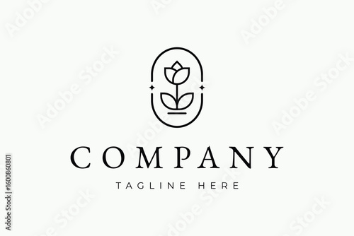 Beauty and Elegant Floral Badge Logo