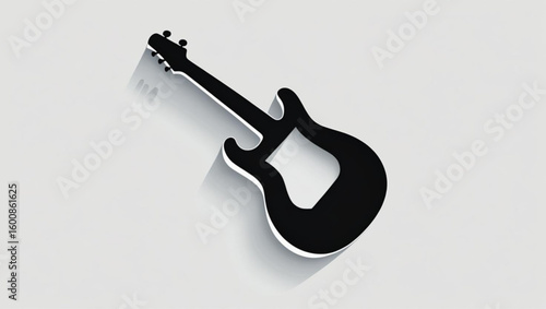 Black silhouette of an electric guitar; a minimalist music symbol