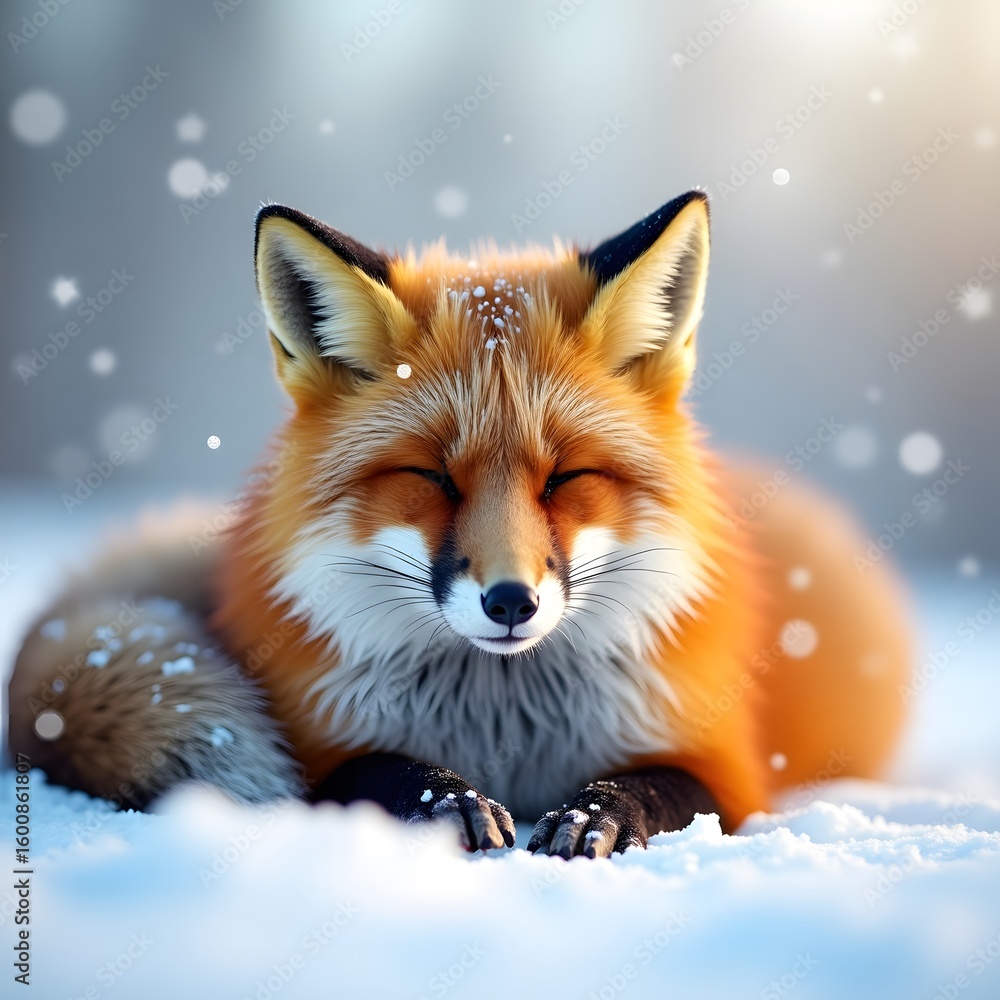Fototapeta premium red fox in snow