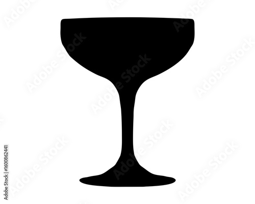 Simple black silhouette of a coupe glass for cocktails on white