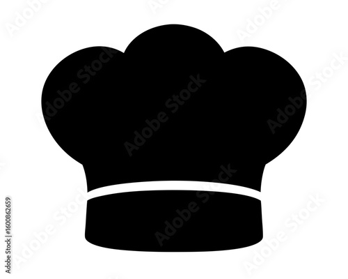 Black chef's hat isolated on white background, icon of cooking symbol