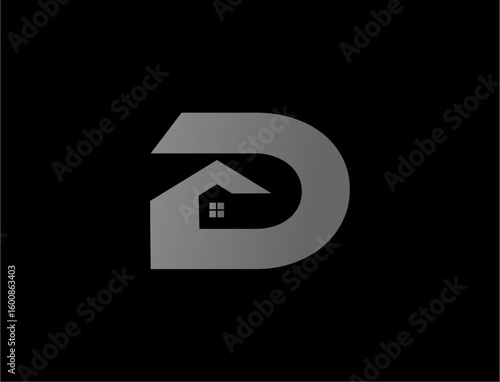 Modern minimalist logo design letter d home