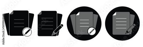 set of paper document and clipboard icon thin line style. quality control, checklist, clipboard document page with check mark, magnifier, pencil icon. signing document icon vector illustration eps 10