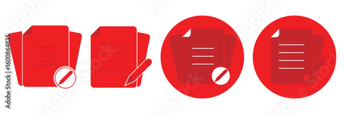 set of paper document and clipboard icon thin line style. quality control, checklist, clipboard document page with check mark, magnifier, pencil icon. signing document icon vector illustration eps 10