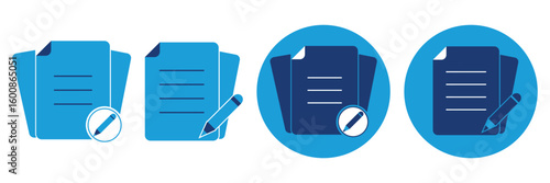 set of paper document and clipboard icon thin line style. quality control, checklist, clipboard document page with check mark, magnifier, pencil icon. signing document icon vector illustration eps 10