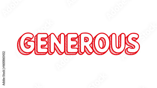 Generous Red Handwritten Word.