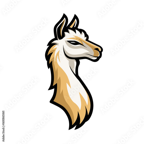 Llama head illustration featuring stylized design, perfect for logos and creative projects inspired by nature and animals