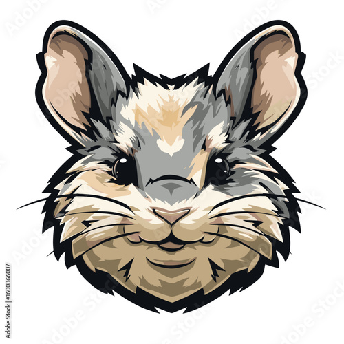 Cute illustration of a cartoon chinchilla with expressive features and soft fur