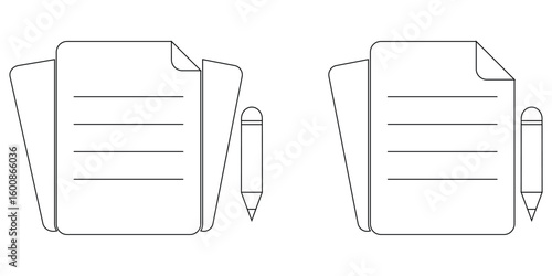 Write To-Do List line icon. A paper with check mark and pencil icon, Checklist with pencil icon. Paper documents icon set. Folded written paper document page icon. signing document icon vector eps 10