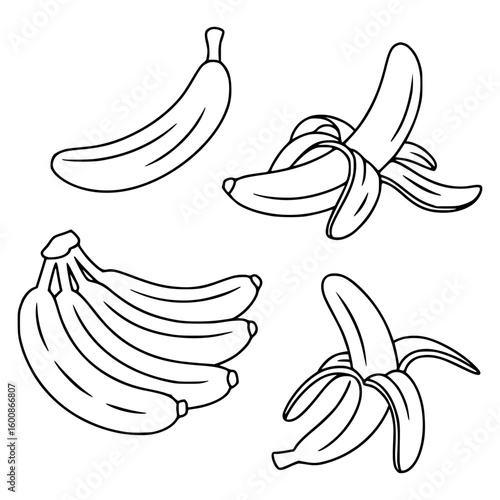 Bunch of bananas and peeled bananas fruit tropical