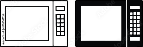 Microwave oven silhouette vector illustration outline and solid design for kitchen appliances and cooking needs