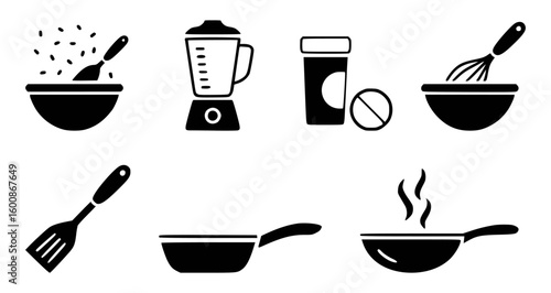 Kitchen Utensils And Appliances For Cooking And Food Preparation vector