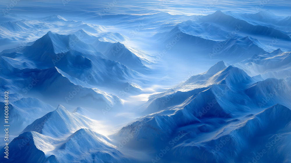 Obraz premium Snowy Peaks of Greenland Illuminated by Gentle Light