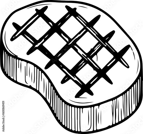 Grilled Steak: A mouthwatering artistic representation of a perfectly grilled steak, featuring distinct grill marks, is a culinary delight.