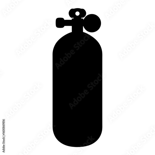 Silhouette of a diving tank, scuba gear or oxygen cylinder equipment