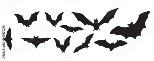Flying Bat Silhouettes Vector Pack - Halloween & Wildlife Graphics