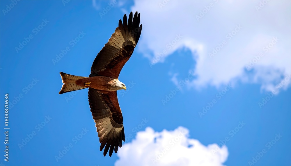Obraz premium Red Kite soars in blue sky