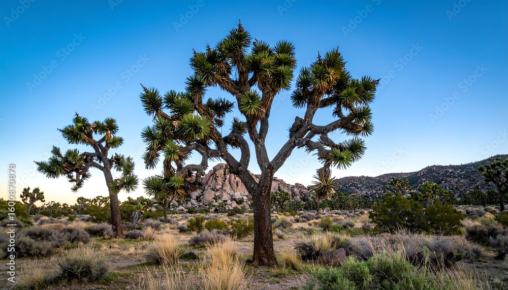 Fototapeta premium Desert landscape with Joshua trees (1)
