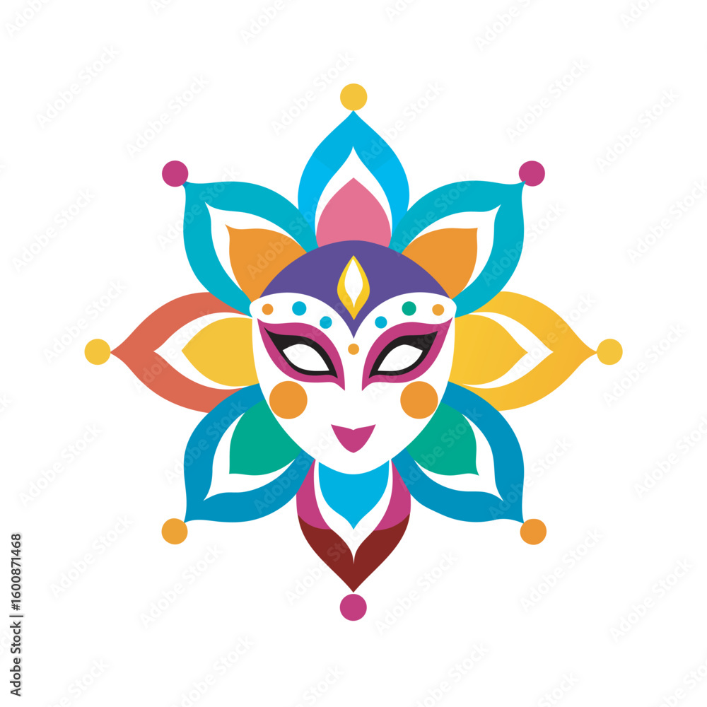 Naklejka premium Venetian Masquerade Mask Mandala Artwork
