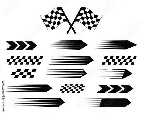 Racing-inspired black and white design pack