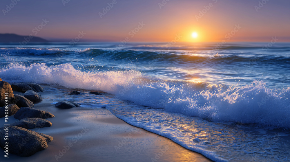 Fototapeta premium Warm Sunset Glow Over the Sea