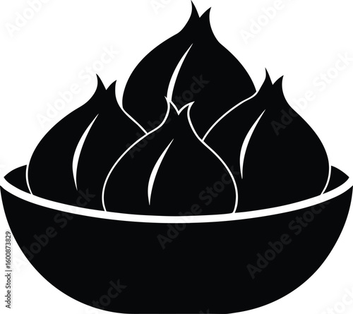 Elegant Bowl Filled with Leafy Vegetables Still Life Composition Symbolizing Abundance and Freshness in Simple Black and White