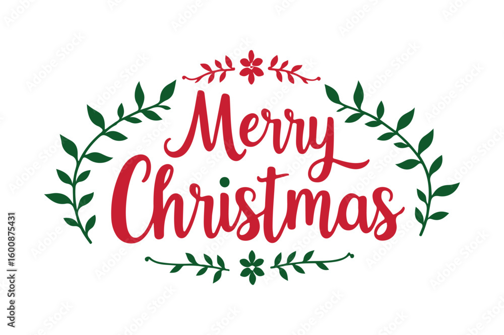 Fototapeta premium Elegant merry christmas greeting with festive wreath