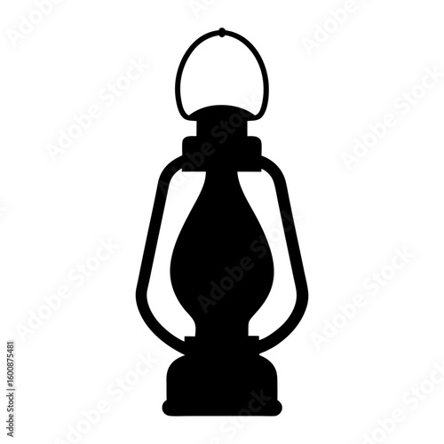 Silhouette of a classic kerosene lamp representing vintage lighting concept