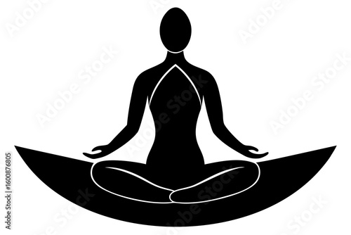 Minimalist Genderless Silhouette in Lotus Pose – Smooth Oval Head & Intersecting Curves