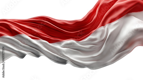 Indonesian national flag waving isolated on white background