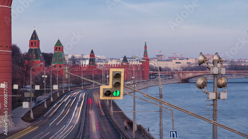 Vászonkép Kremlin embankment - Moskva River embankment near Kremlin