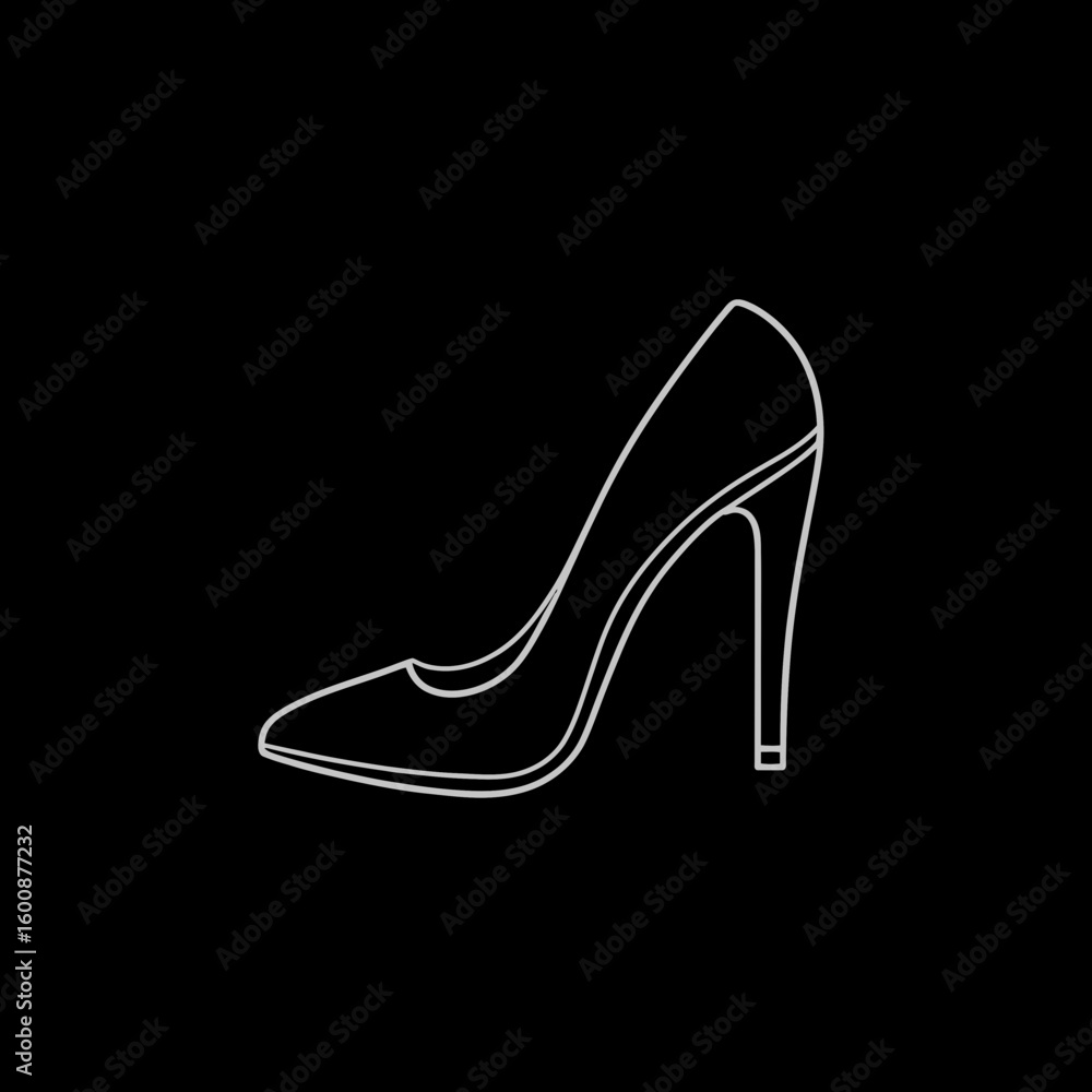 Elegant shoe outlines design heel on dark background for fashion icon Elegant shoe outlines design heel on dark background for fashion icon