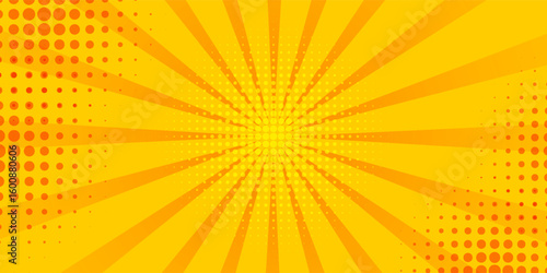 Pop art yellow comics book cartoon magazine cover. Cartoon funny retro pattern strip mock up. Vector halftone illustration. Eps 10