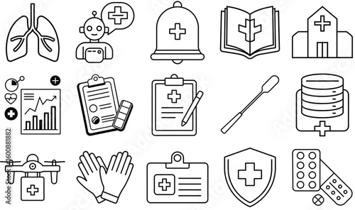 Set of Medical Line Icons Bundle

