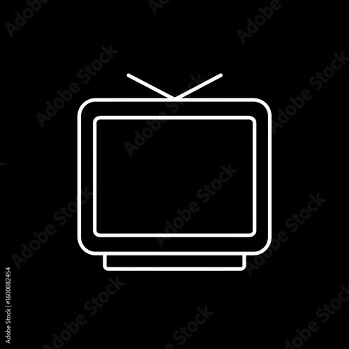 Retro television displays content onscreen in minimalist presentation against dark backdrop emphasizing obsolescence