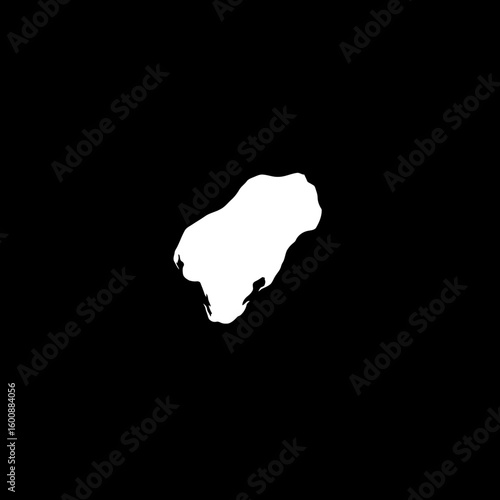 Abstract blob contrasts starkly against black backdrop generating visual interest in minimalist scene monochrome details