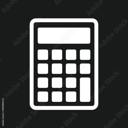 White calculator icon displays math inside black background showing tool