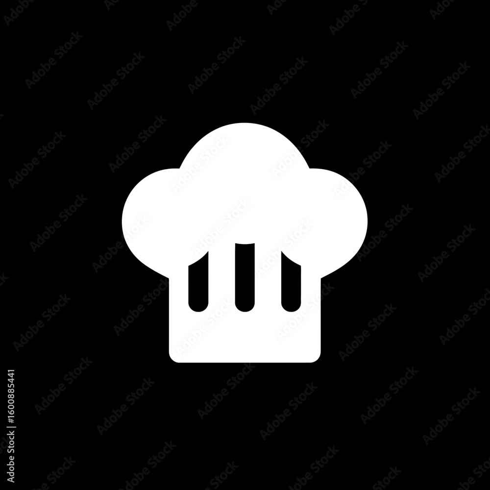 Chef hat symbolizes cook uniform kitchen icon black background food theme Chef hat symbolizes cook uniform kitchen icon black background food theme
