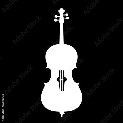 White cello stands alone against plain backdrop showing musical instrument design