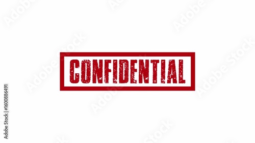 red confidential stamp used for private files, secret documents and hidden reports on white background, confidential stamp animation.
