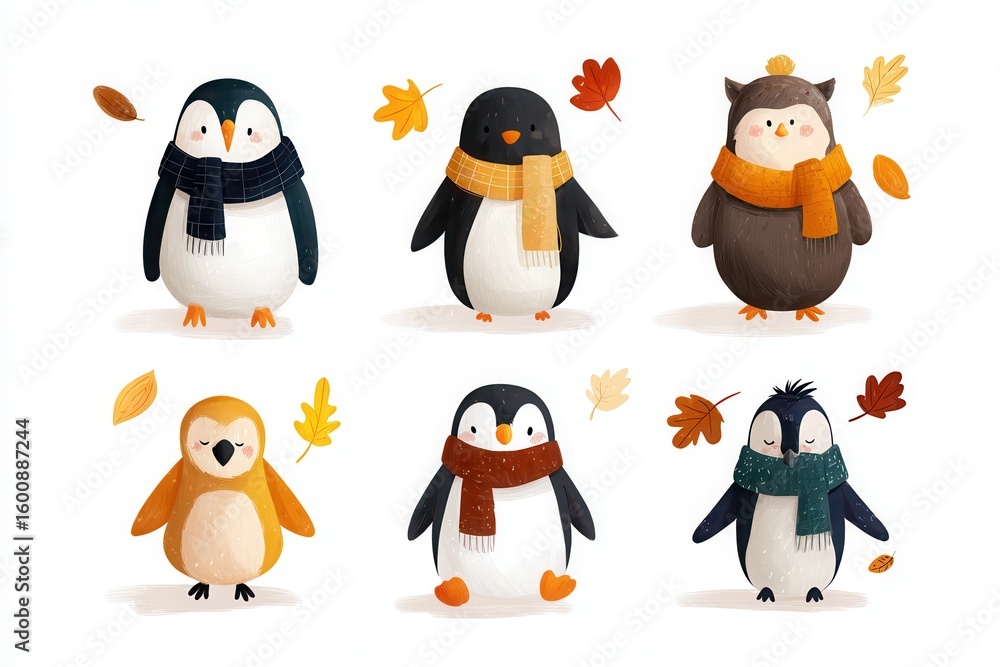 Fototapeta premium cute forest animals cartoon vector illustration with bear squirrel and raccoon on white background
