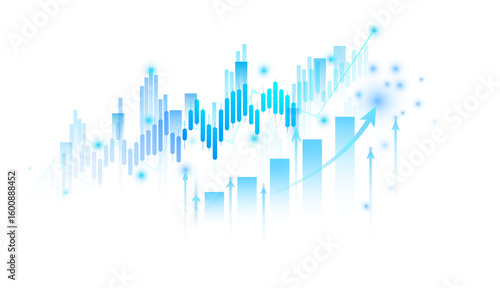 Candle stick graph and chart of stock market investment business trading graph. isolated arrow illustration on transparent background.	