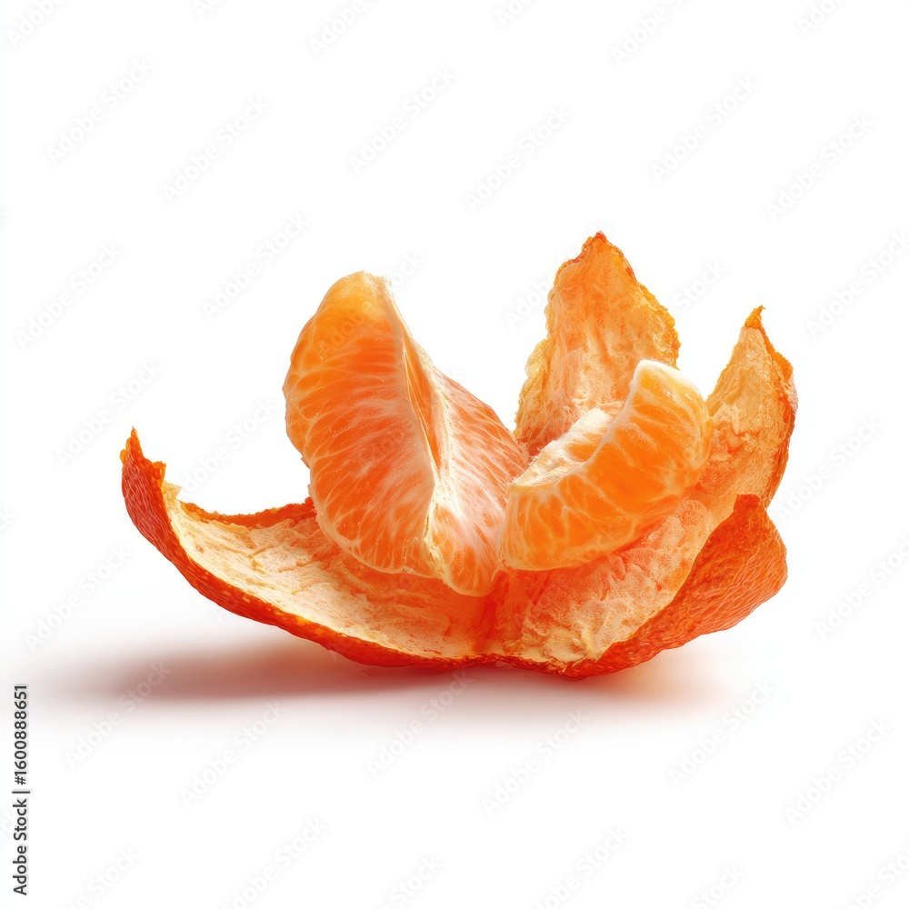 Orange peel segments, vibrant, peeled Orange peel segments, vibrant, peeled