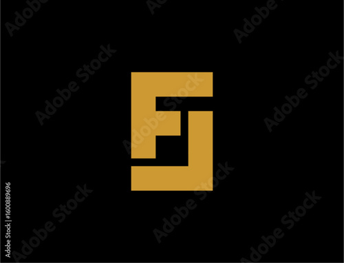 Gold monogram letter f j logo