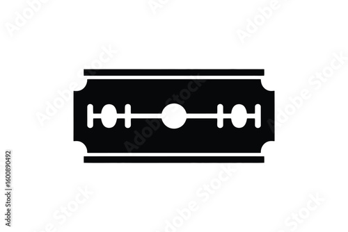 Black silhouette of a double edged razor blade